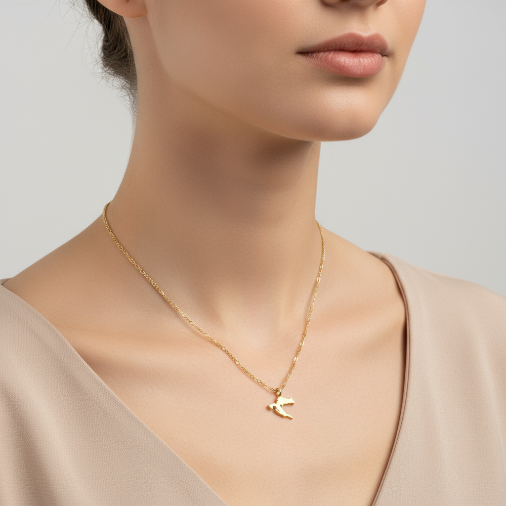 Steel necklace with OCEAN MINI Croatia map pendant