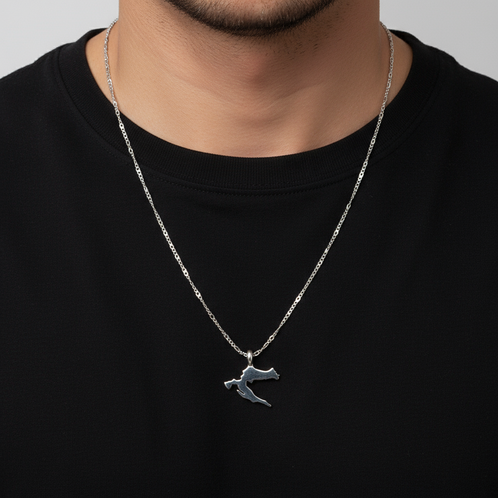 Steel necklace with OCEAN MINI Croatia map pendant