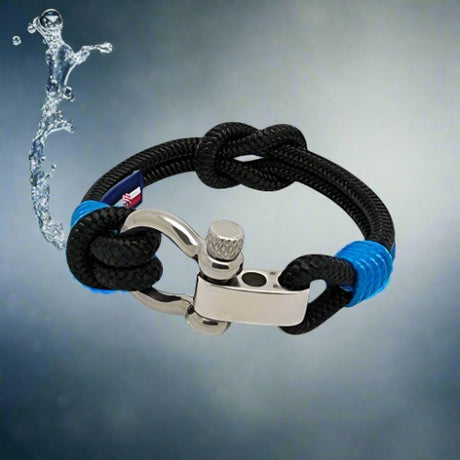 CORSAIR 5mm Nautical Clasp Bracelet Black Blue