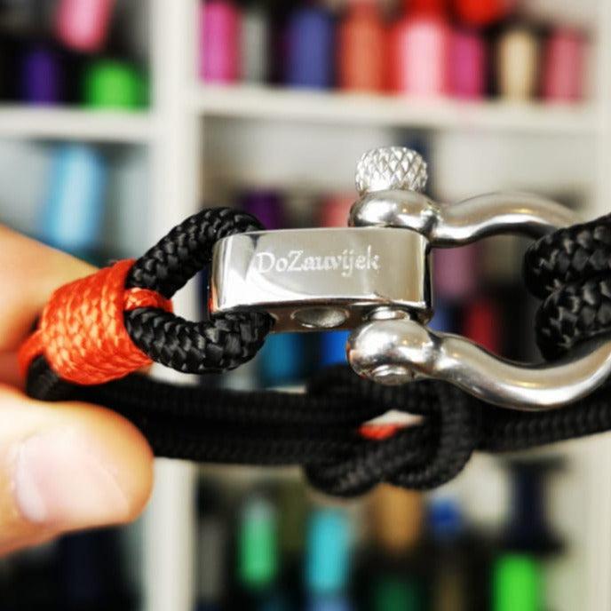 CORSAIR 5mm Nautical Clasp Bracelet Black Red