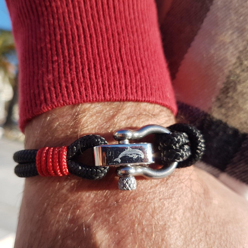 CORSAIR 5mm Nautical Clasp Bracelet Black Red