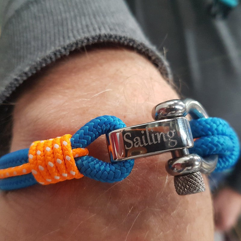 CORSAIR 5mm Nautical Clasp Bracelet Blue Orange