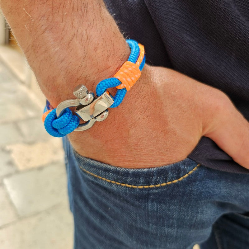 CORSAIR 5mm Nautical Clasp Bracelet Blue Orange