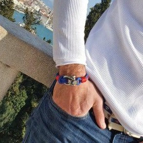 CORSAIR 5mm Nautical Clasp Bracelet Blue Red