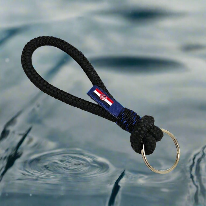 HARBOUR nautical rope keyring black blue line