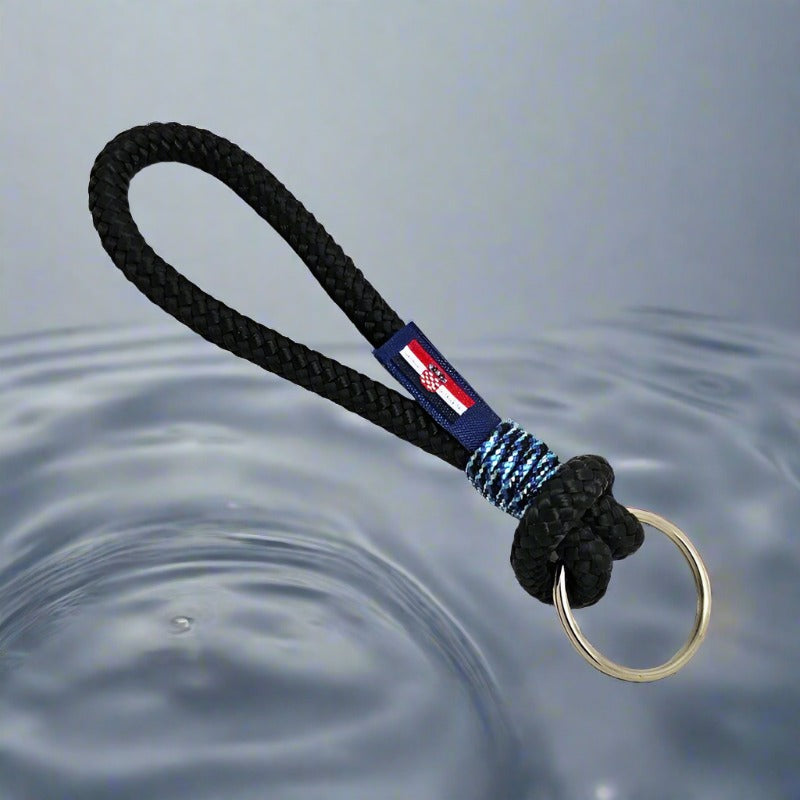 HARBOUR nautical rope keyring black lightning