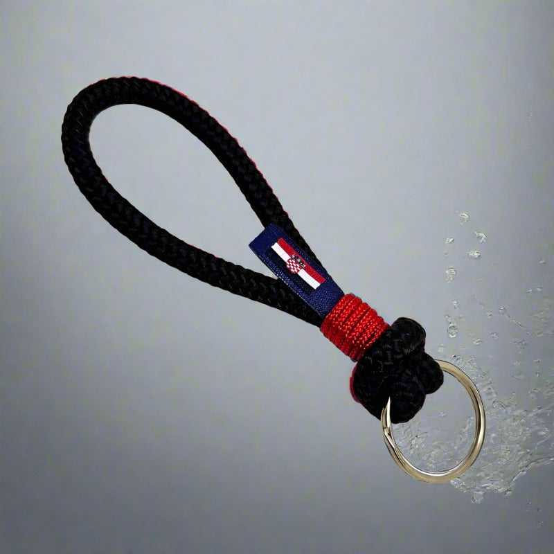 HARBOUR nautical rope keyring black red