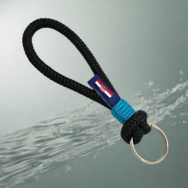 HARBOUR nautical rope keyring black teal