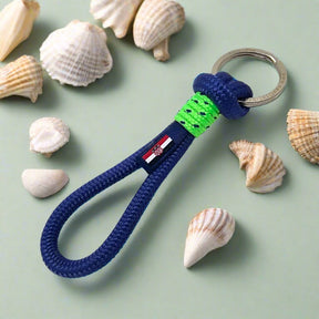 HARBOUR nautical rope keyring blue green