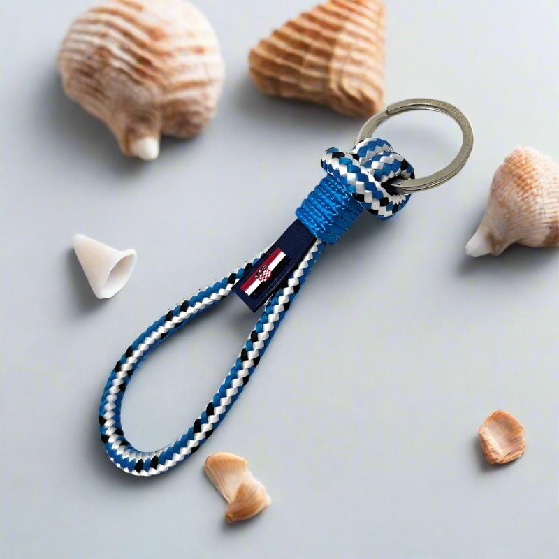 HARBOUR nautical rope keyring blue mix