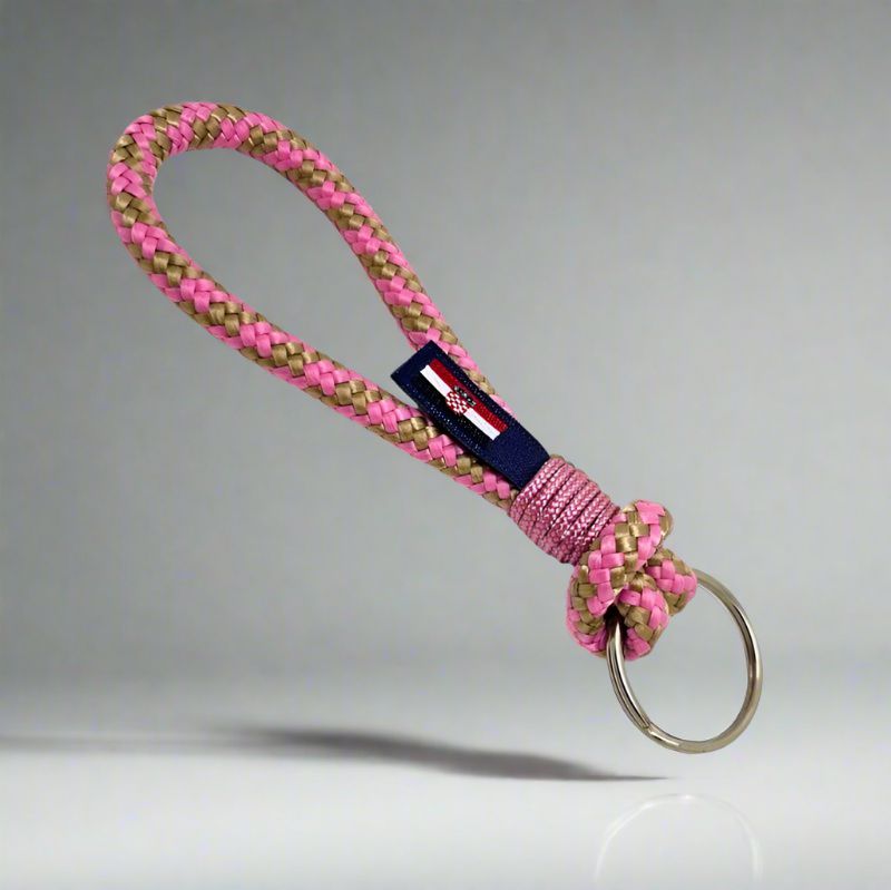 HARBOUR nautical rope keyring pink cream