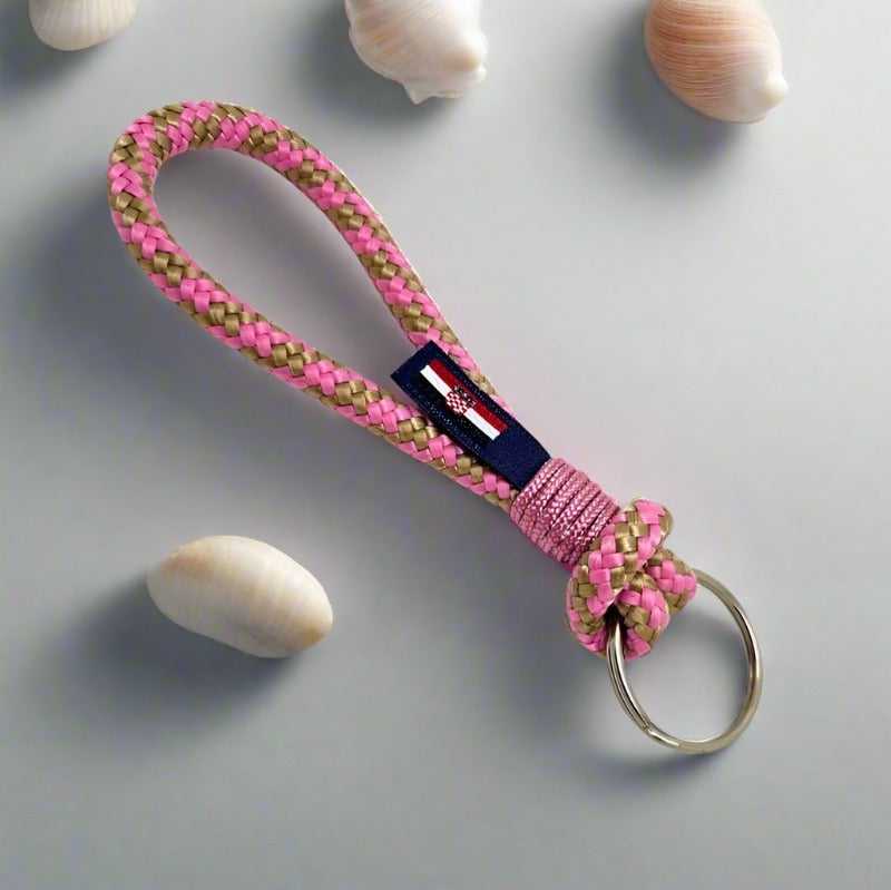 HARBOUR nautical rope keyring pink cream