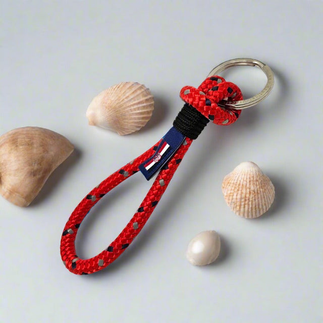 HARBOUR nautical rope keyring red mix