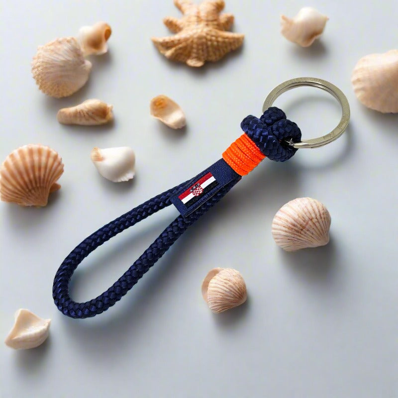 HARBOUR recycled rope keyring navy blue orange