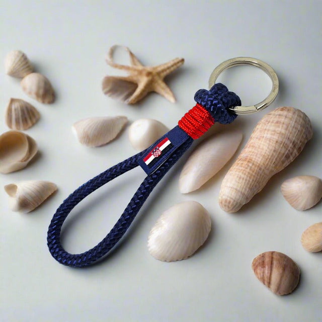 HARBOUR recycled rope keyring navy blue red