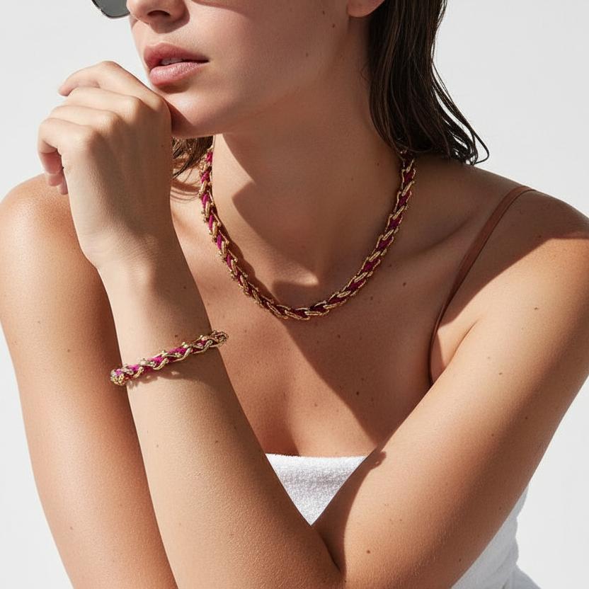 OCEAN MAXI Designer Bracelet / Necklace Fuchsia