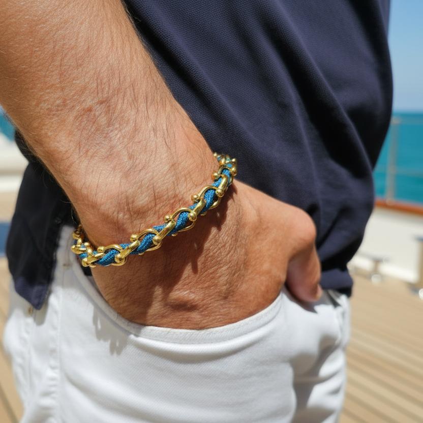 OCEAN MAXI Designer Bracelet / Necklace Gray Blue