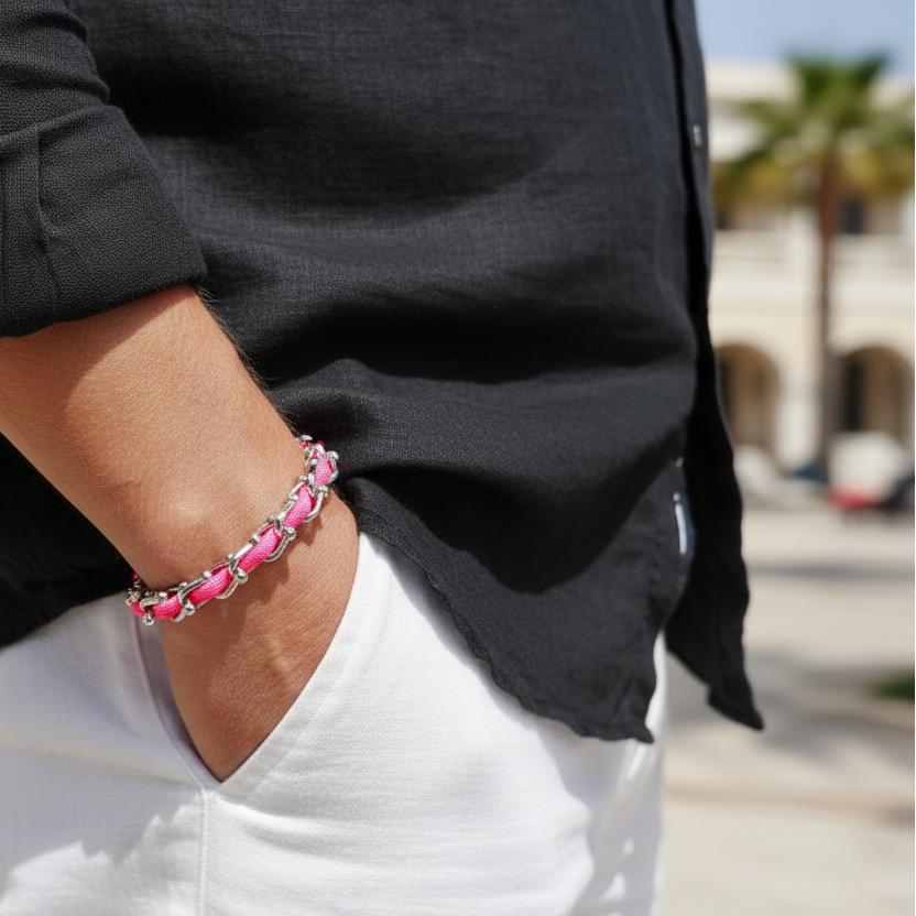 OCEAN MAXI Designer Bracelet / Necklace Neon Pink