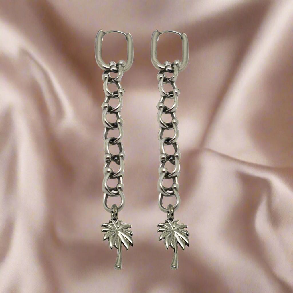 OCEAN MINI Dangle Earrings with Palm Tree Pendant