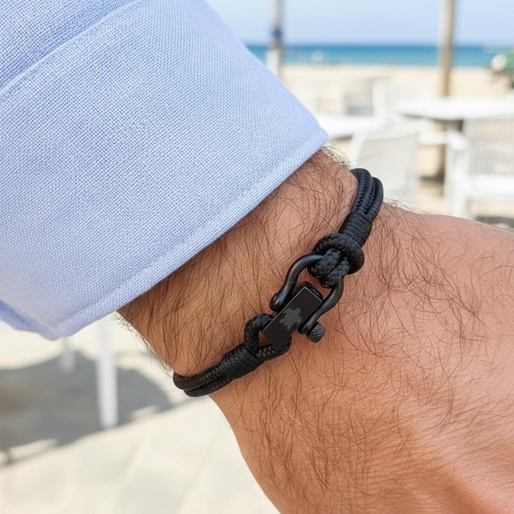 ROYAL 3mm nautical clasp bracelet black