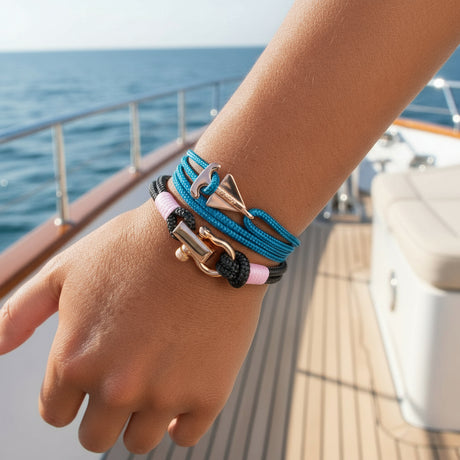 ROYAL 3mm nautical clasp bracelet black baby pink