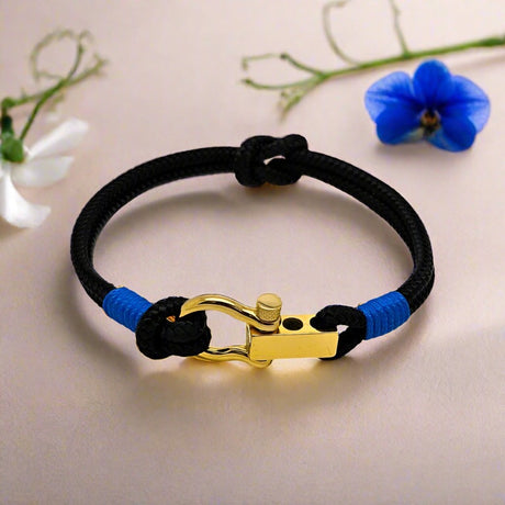 ROYAL 3mm nautical clasp bracelet black blue