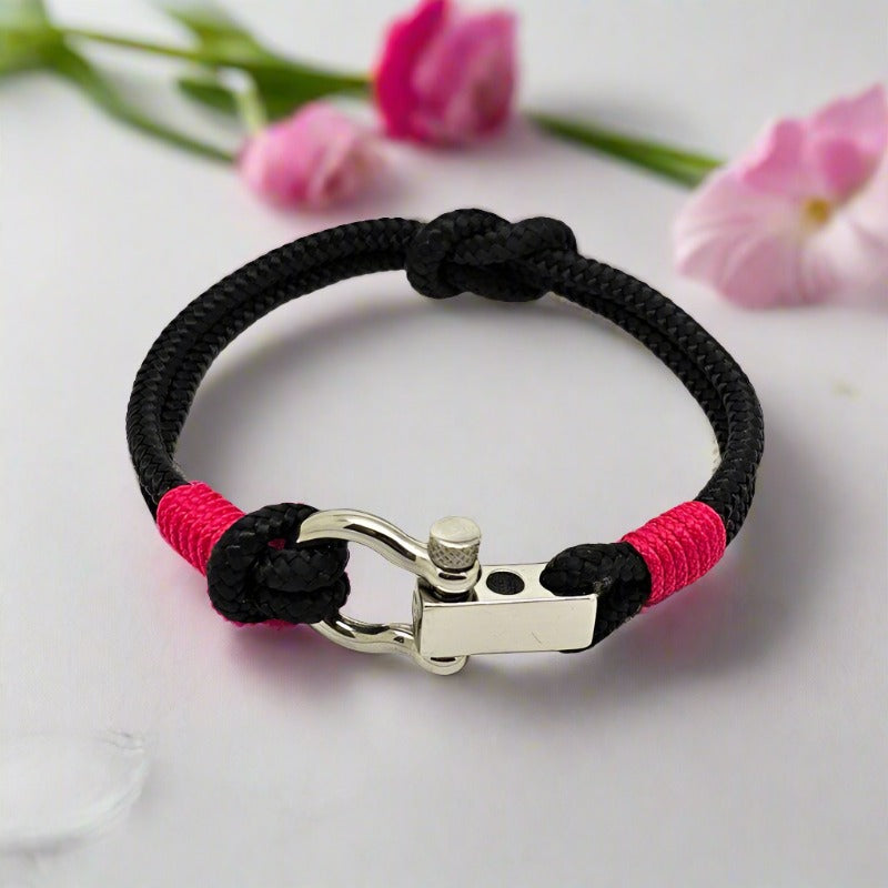 ROYAL 3mm nautical clasp bracelet black fuchsia