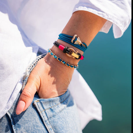 ROYAL 3mm nautical clasp bracelet black fuchsia