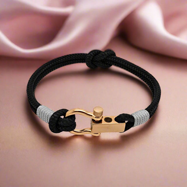 ROYAL 3mm nautical clasp bracelet black grey