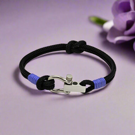 ROYAL 3mm nautical clasp bracelet black lavender purple