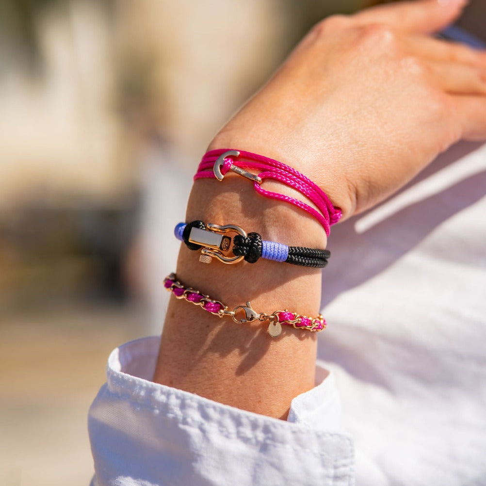 ROYAL 3mm nautical clasp bracelet black lavender purple