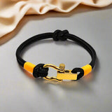 ROYAL 3mm nautical clasp bracelet black orange