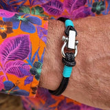 ROYAL 3mm nautical clasp bracelet black turquoise