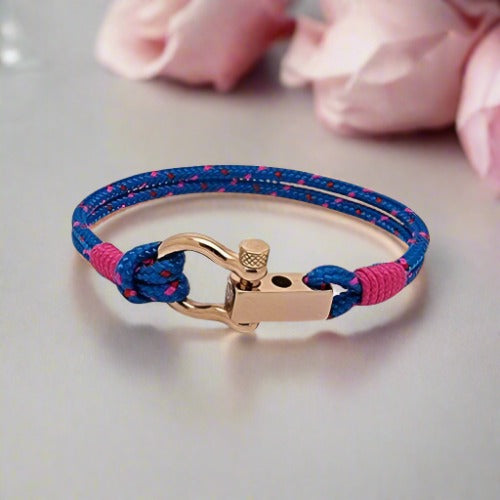 ROYAL 3mm nautical clasp bracelet blue pink