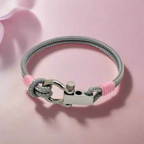ROYAL 3mm nautical clasp bracelet grey baby pink