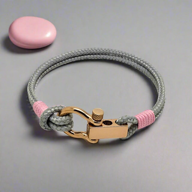 ROYAL 3mm nautical clasp bracelet grey baby pink
