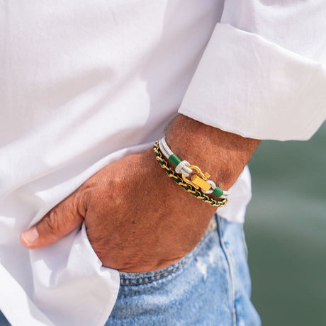 ROYAL 3mm nautical clasp bracelet grey dark green