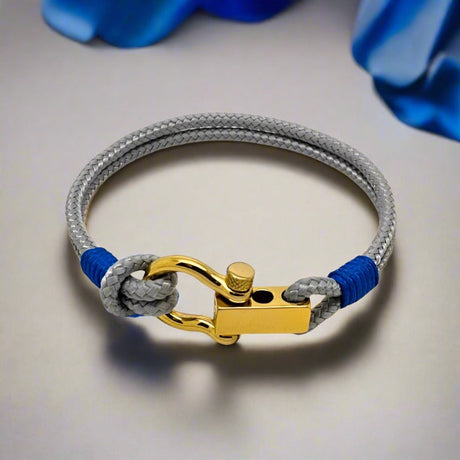 ROYAL 3mm nautical clasp bracelet grey electric blue