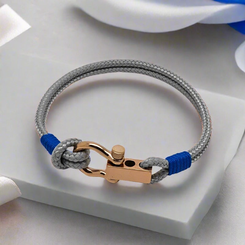 ROYAL 3mm nautical clasp bracelet grey electric blue
