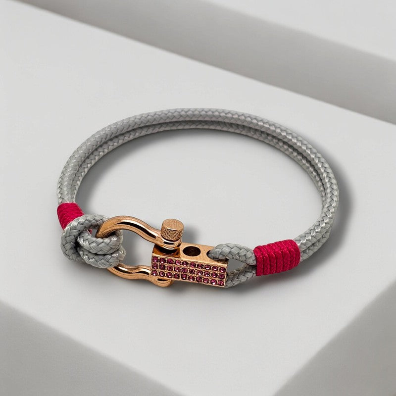 ROYAL 3mm nautical clasp bracelet grey fuchsia