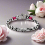 ROYAL 3mm nautical clasp bracelet grey mix pink