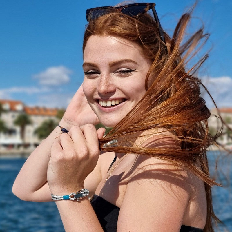 ROYAL 3mm nautical clasp bracelet grey mix turquoise