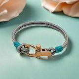ROYAL 3mm nautical clasp bracelet grey turquoise