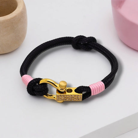 ROYAL mini shackle bracelet black baby pink