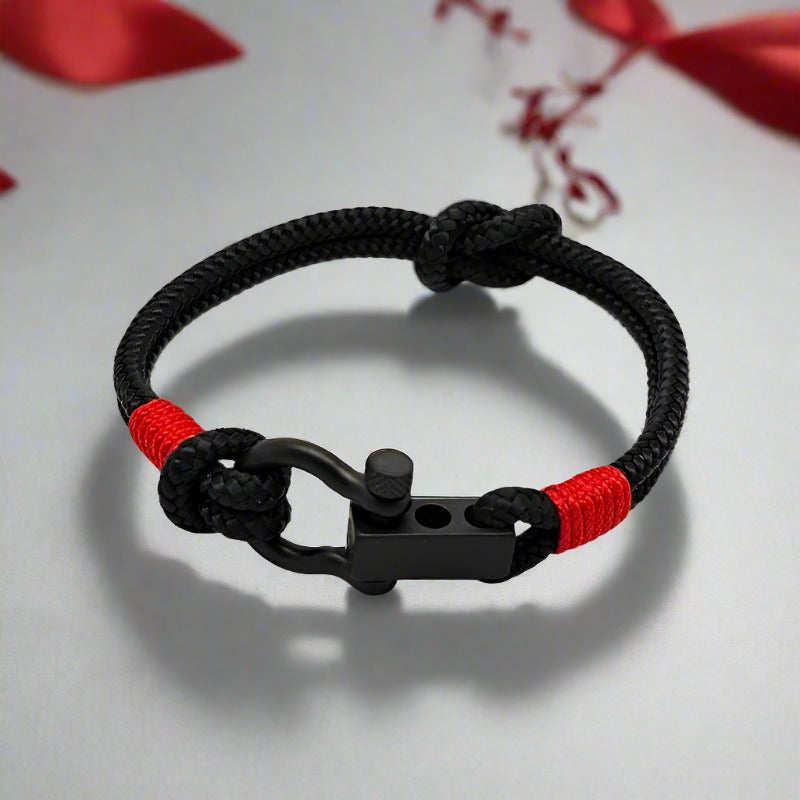 ROYAL mini shackle bracelet black red