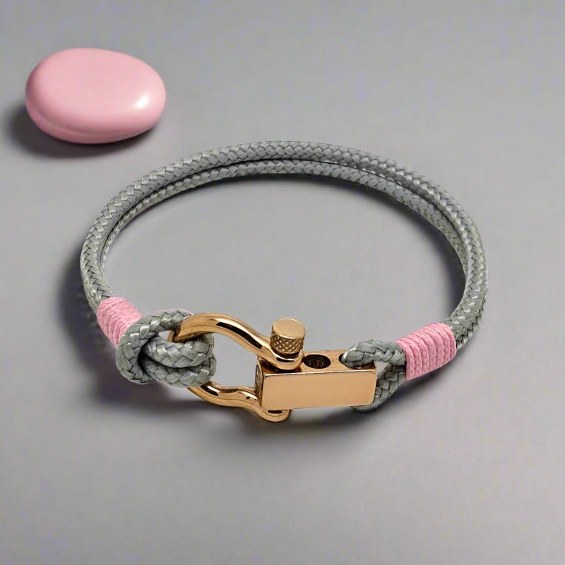 ROYAL mini shackle bracelet grey baby pink