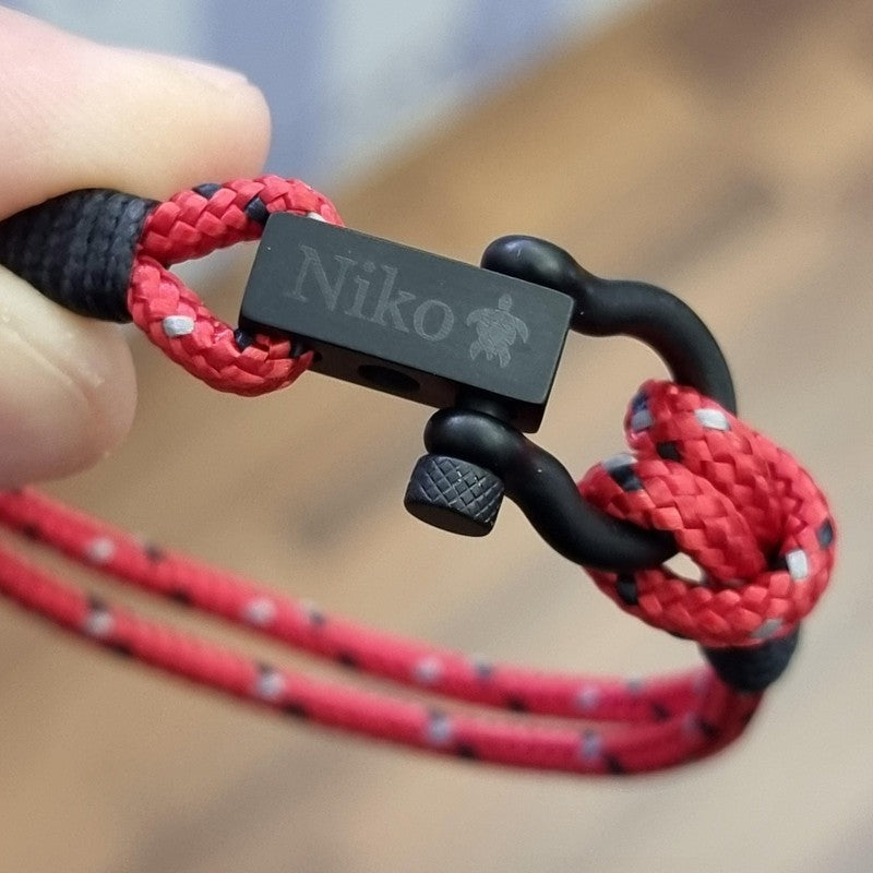 ROYAL mini shackle bracelet red mix black