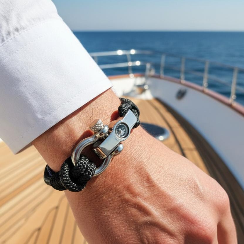 SEAMAN Compass Bracelet Black