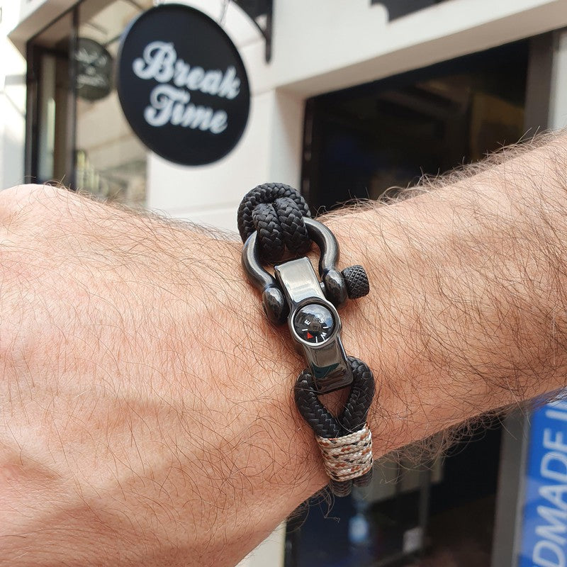 SEAMAN black camo nautical bracelet for men (SMAN015) Break Time