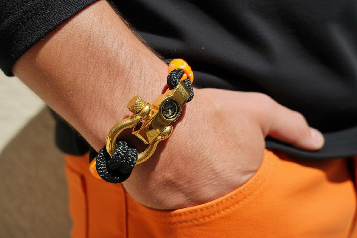 SEAMAN Compass Bracelet Black Orange